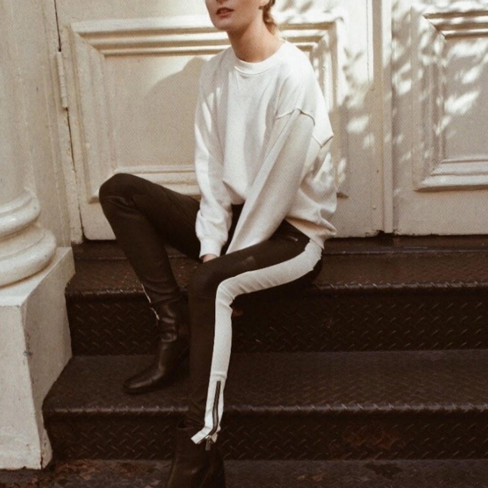 Anine bing Ryder white stripe black leather pants - Picture 6 of 6